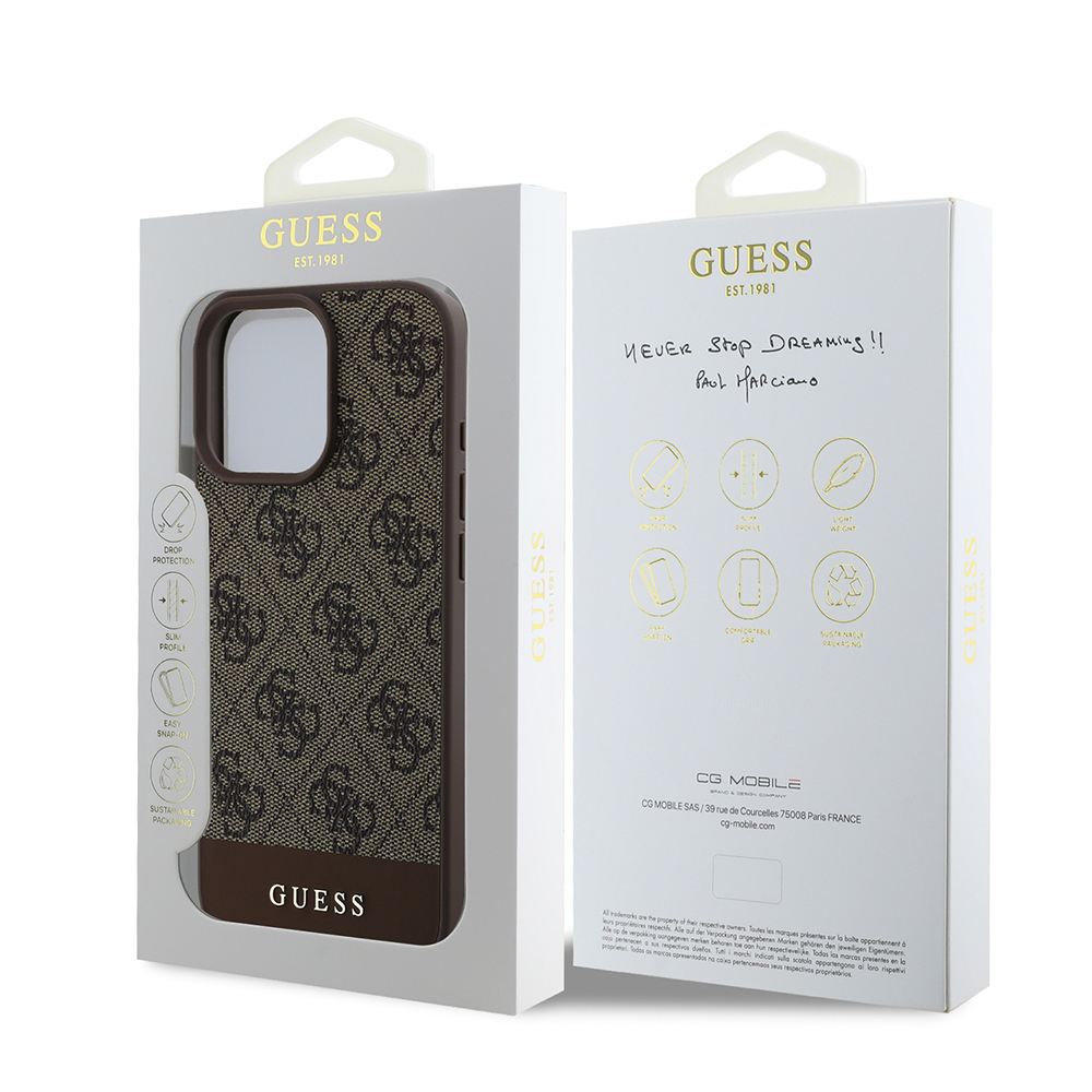 Apple iPhone 16 Pro Case Guess Original Licensed PU Leather Stripe Logo Design Cover - 18