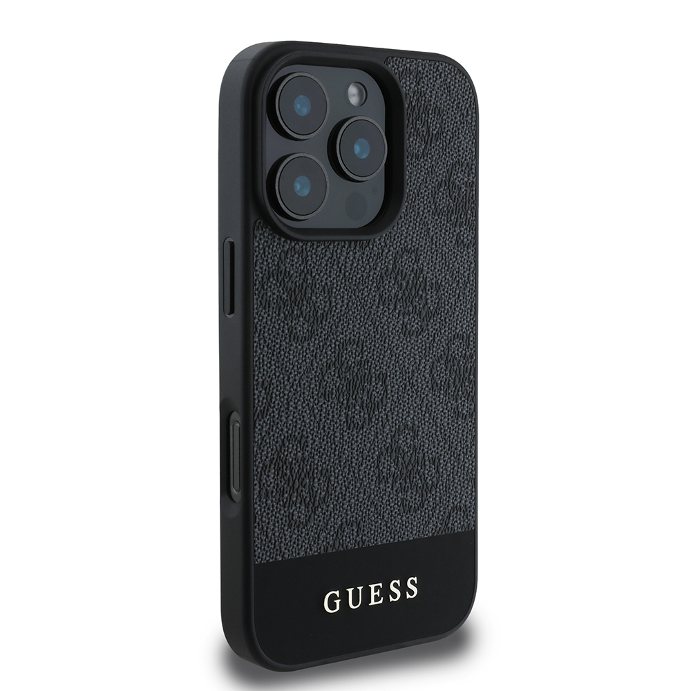 Apple iPhone 16 Pro Case Guess Original Licensed PU Leather Stripe Logo Design Cover - 21