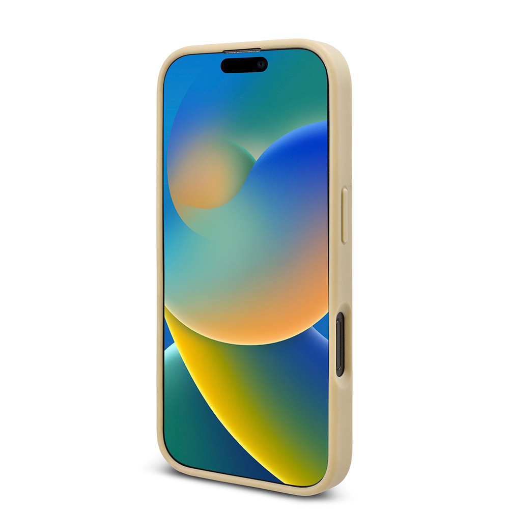 Apple iPhone 16 Pro Case Guess Original Licensed Stone Back Surface Triangle Logo Cover - 16