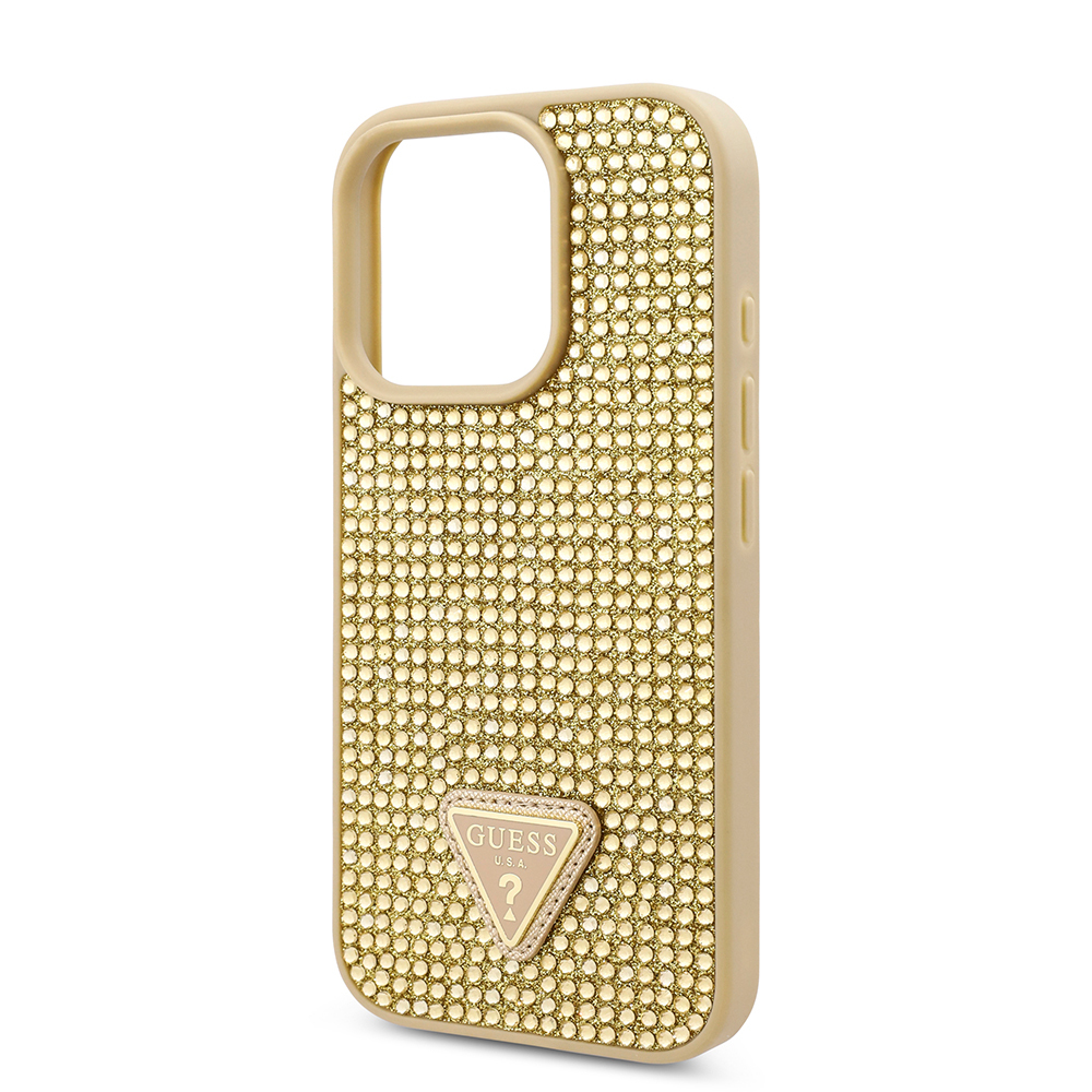 Apple iPhone 16 Pro Case Guess Original Licensed Stone Back Surface Triangle Logo Cover - 17