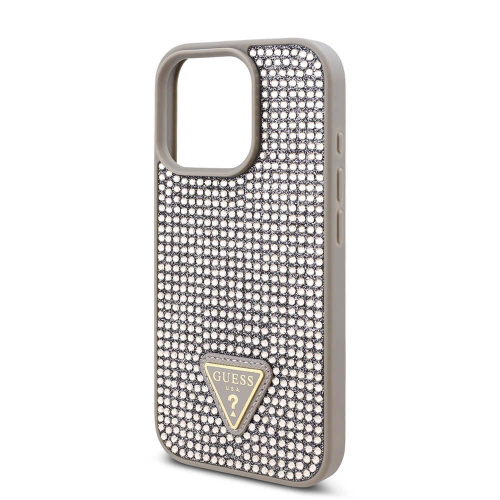Apple iPhone 16 Pro Case Guess Original Licensed Stone Back Surface Triangle Logo Cover - 24