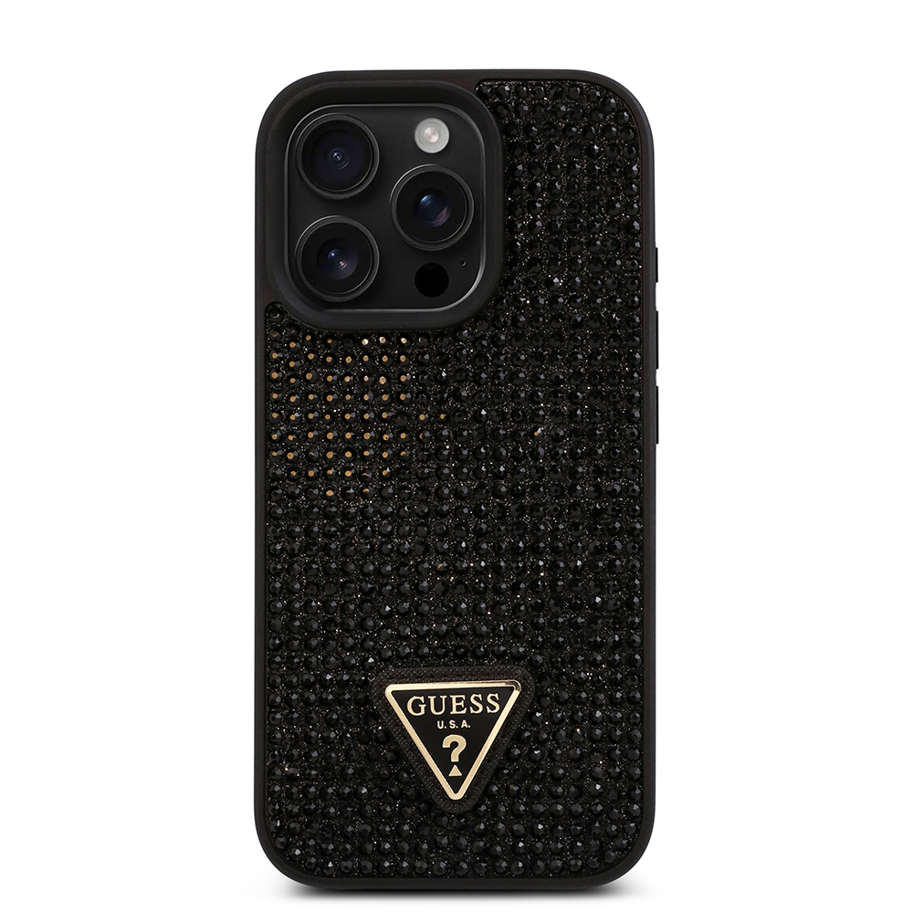 Apple iPhone 16 Pro Case Guess Original Licensed Stone Back Surface Triangle Logo Cover - 28