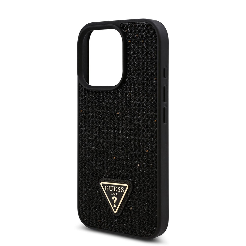 Apple iPhone 16 Pro Case Guess Original Licensed Stone Back Surface Triangle Logo Cover - 31