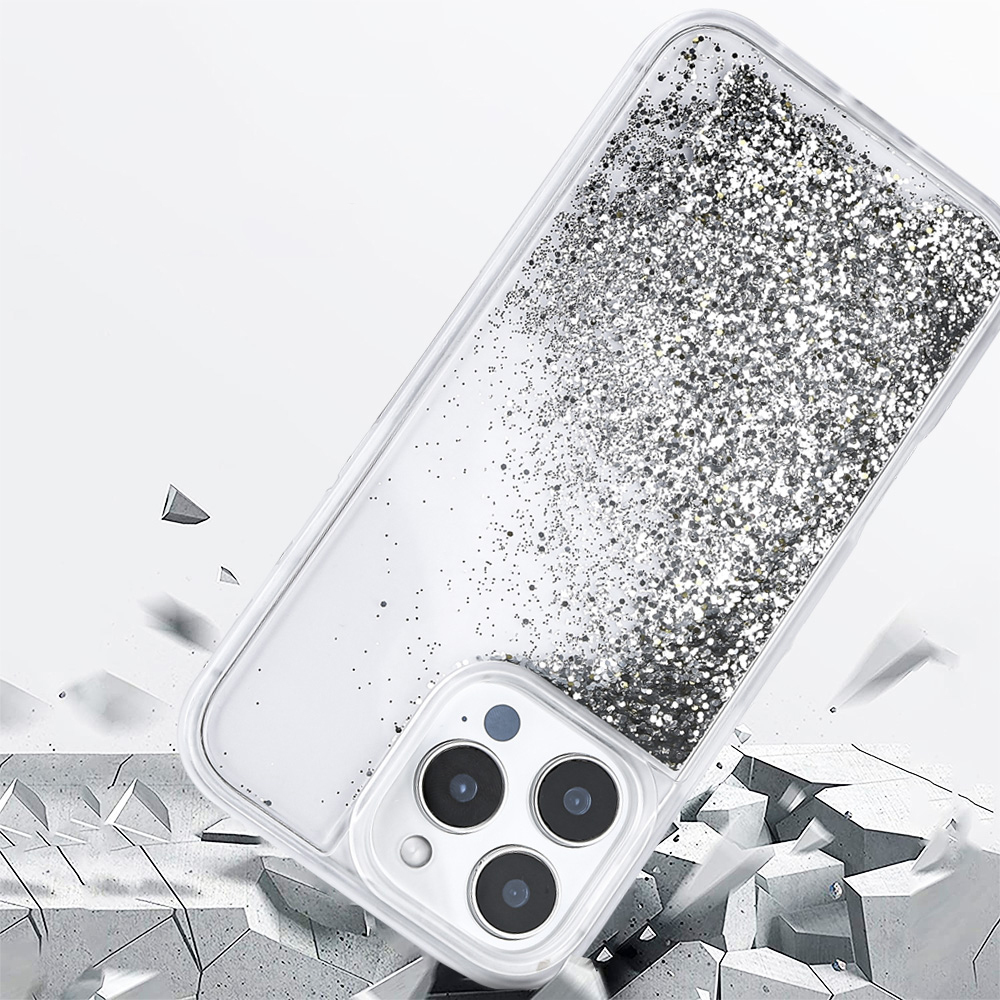 Apple iPhone 16 Pro Case Liquid Silvery Transparent Back Surface Zore Keto Silicone Cover - 9