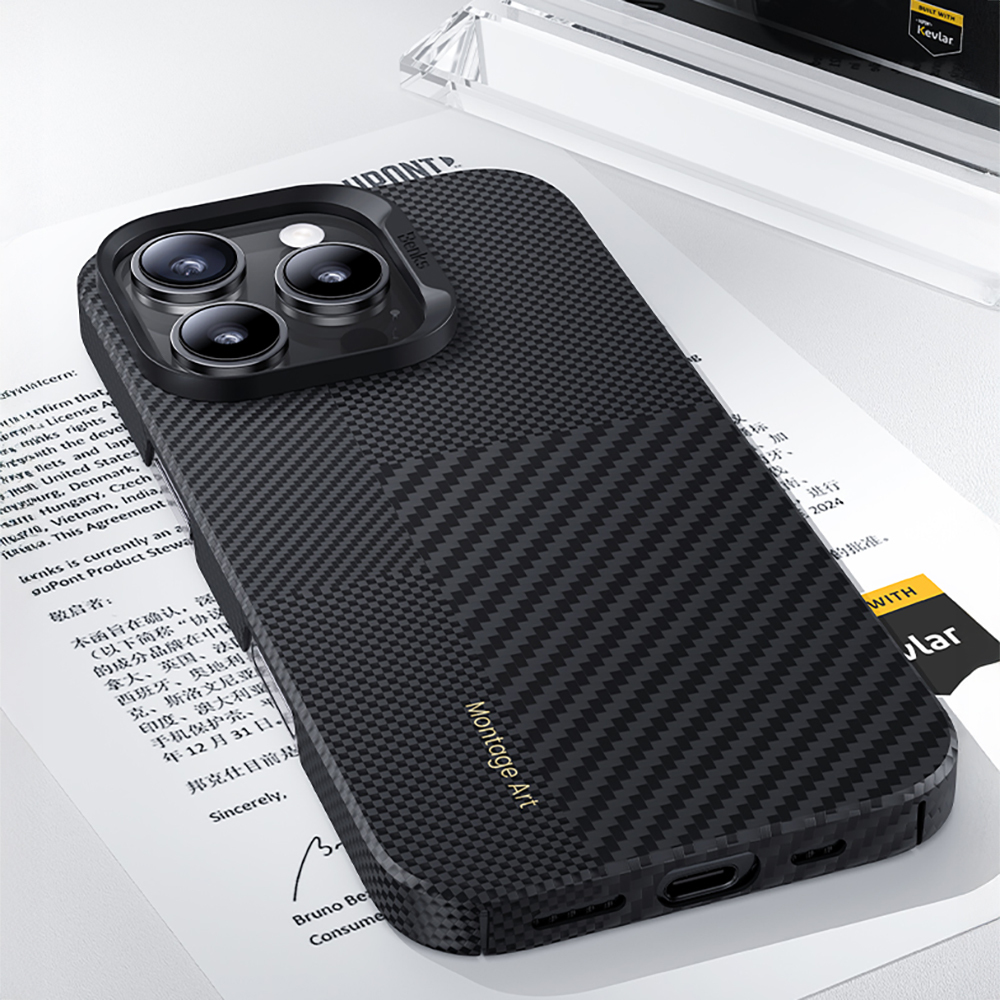 Apple iPhone 16 Pro Case M-safe Charging Carbon Fiber Metal Camera Frame Benks Montage ArmorAir Kevlar Cover - 7