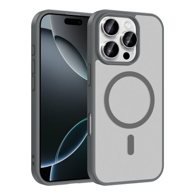 Apple iPhone 16 Pro Case M-safe Charging Feature Zore Ballet Flat Cover Grey