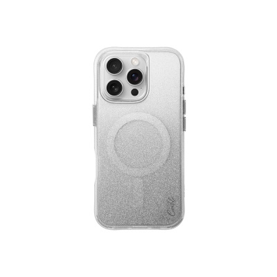 Apple iPhone 16 Pro Case Magsafe Charging Feature Glittery Back Surface with Strap Coehl Lumino Cover Silver