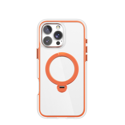 Apple iPhone 16 Pro Case Magsafe Charging Feature Raptic AirJoy Series 360 Degree Rotatable Stand Cover Orange