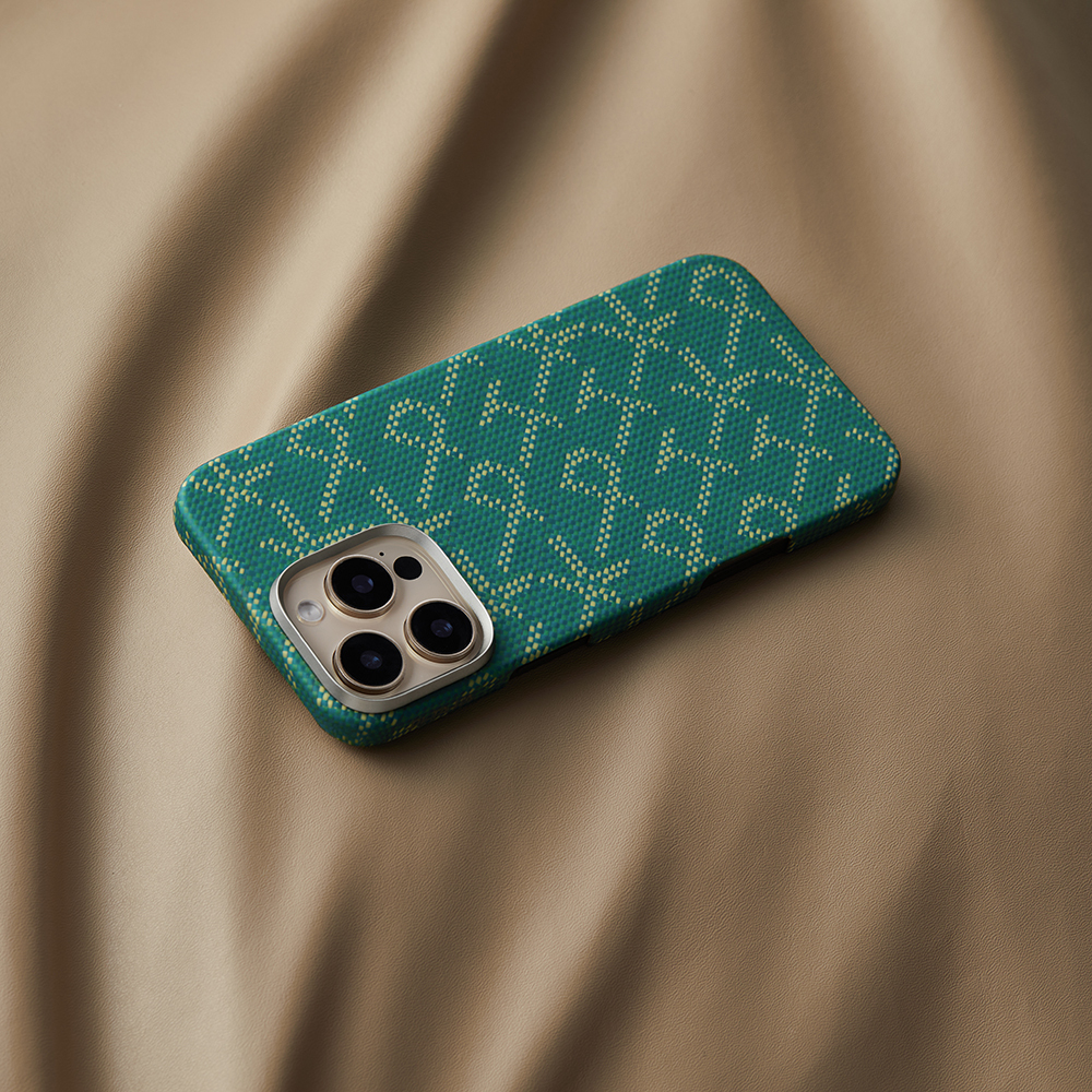Apple iPhone 16 Pro Case MagSafe Charging Featured Aramid Fiber Pitaka Tactile Woven Monogram Series Cover - 22