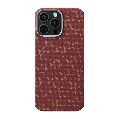 Apple iPhone 16 Pro Case MagSafe Charging Featured Aramid Fiber Pitaka Tactile Woven Monogram Series Cover Red