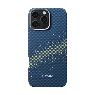 Apple iPhone 16 Pro Case Magsafe Charging Featured Aramid Fiber Pitaka Tactile Woven Starpeak Series Milky Way Galaxy Cover Blue