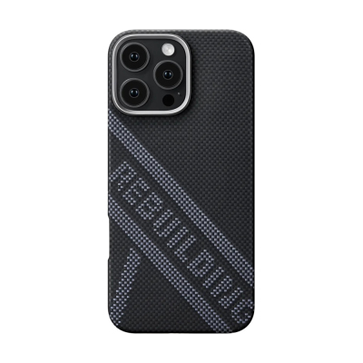 Apple iPhone 16 Pro Case MagSafe Charging Featured Aramid Fiber Re-TROS Designed Pitaka Tactile Woven Rebuilding Series Cover Black