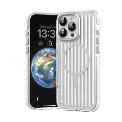 Apple iPhone 16 Pro Case Magsafe Charging Featured Hollow Design Mutural Bumpy Clear Cover Silver