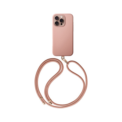 Apple iPhone 16 Pro Case Magsafe Charging Featured Soft Back Surface Strap String Coehl Creme Cover Pink