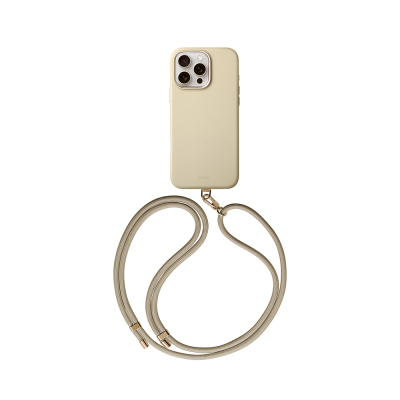 Apple iPhone 16 Pro Case Magsafe Charging Featured Soft Back Surface Strap String Coehl Muse Cover Cream