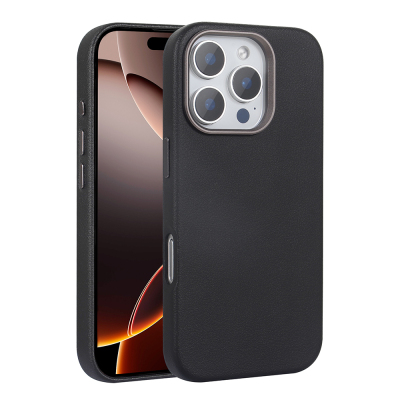 Apple iPhone 16 Pro Case Magsafe Charging PU Leather Zore Adora Cover Black