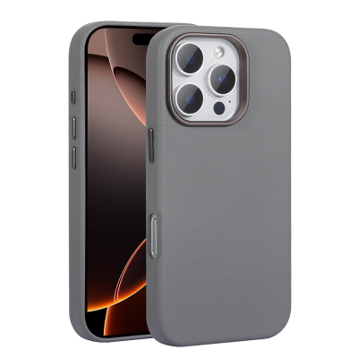 Apple iPhone 16 Pro Case Magsafe Charging PU Leather Zore Adora Cover Grey