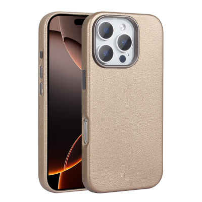 Apple iPhone 16 Pro Case Magsafe Charging PU Leather Zore Adora Cover Desert Titanyum