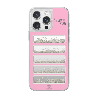 Apple iPhone 16 Pro Case Mirrored and Beaded Design Youngkit Jump Series Cover Pink