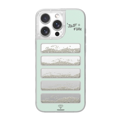 Apple iPhone 16 Pro Case Mirrored and Beaded Design Youngkit Jump Series Cover Açık Yeşil