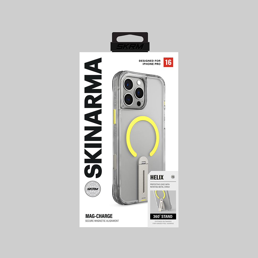 Apple iPhone 16 Pro Case Skinarma Helix Cover with Magsafe Charging Feature and 360 Degree Rotatable Stand - 18