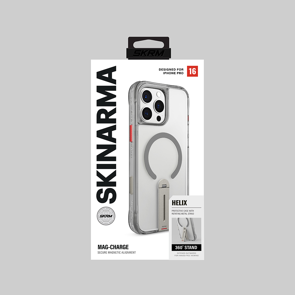 Apple iPhone 16 Pro Case Skinarma Helix Cover with Magsafe Charging Feature and 360 Degree Rotatable Stand - 19