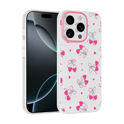 Apple iPhone 16 Pro Case with Camera Protector, Patterned Zore Clip Cover Kalpli Kiraz