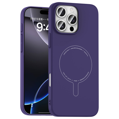 Apple iPhone 16 Pro Case with M-Safe Charging and Camera Protection - Zore Elio Hard PC Cover Derin Mor