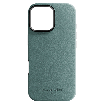 Apple iPhone 16 Pro Case with M-safe Charging Feature, Leather Look, Native Union 2024 Active Series Cover Green