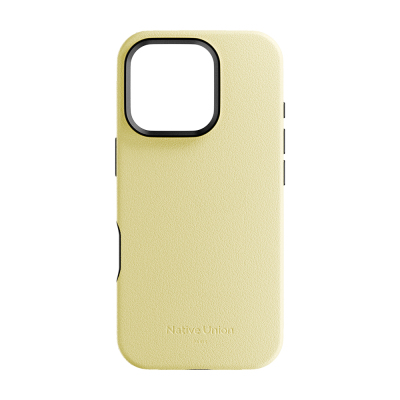 Apple iPhone 16 Pro Case with M-safe Charging Feature, Leather Look, Native Union 2024 Active Series Cover Yellow