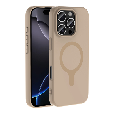 Apple iPhone 16 Pro Case with M-Safe Charging Feature - Zore Aris Silicone Cover Cream