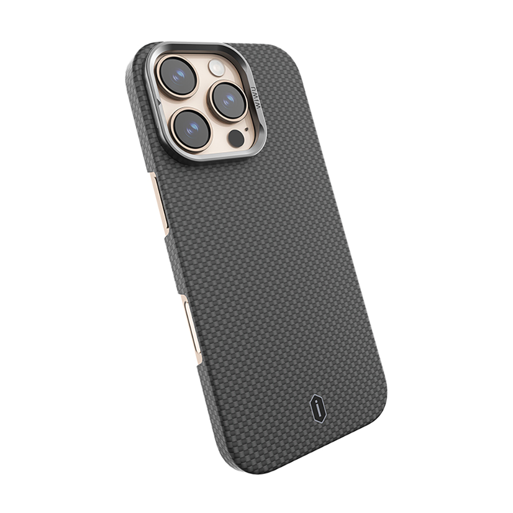 Apple iPhone 16 Pro Case Wiwu DCC-208 Magsafe Charged Camera Stand Aramid Fiber Design Kevlar Cover - 8
