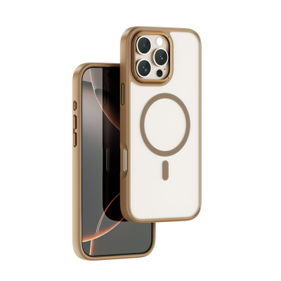 Apple iPhone 16 Pro Case Wiwu FGG-012 ArmorPro Series Magsafe Charging Featured Fingerprint-Free Case Gold