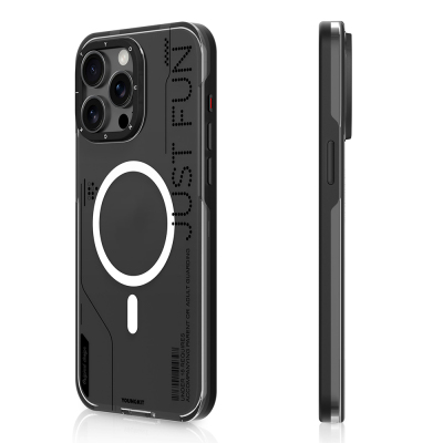 Apple iPhone 16 Pro Case Youngkit Mecha Cover with Magsafe Charging Feature and Removable Back Surface Black