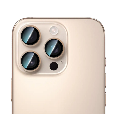Apple iPhone 16 Pro CaseWorld Sapphire Serisi Anti Reflective Lens Koruyucu Gold