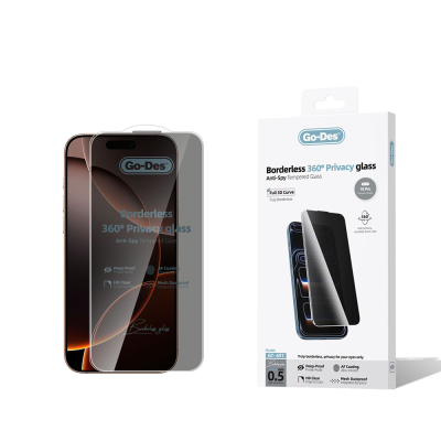 Apple iPhone 16 Pro Go Des AF Borderless Privacy Tempered Glass Screen Protector Black