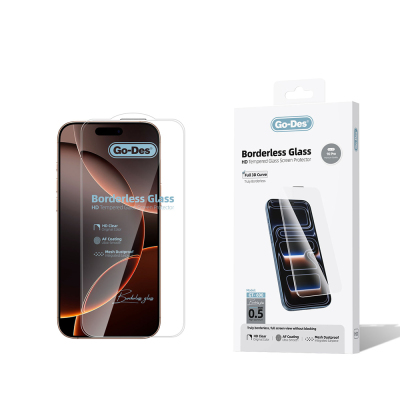 Apple iPhone 16 Pro Go Des Borderless Tempered Glass Screen Protector Şeffaf