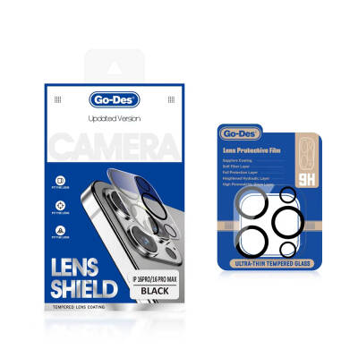 Apple iPhone 16 Pro Go Des Lens Shield CL-14 Kamera Lens Koruyucu Siyah