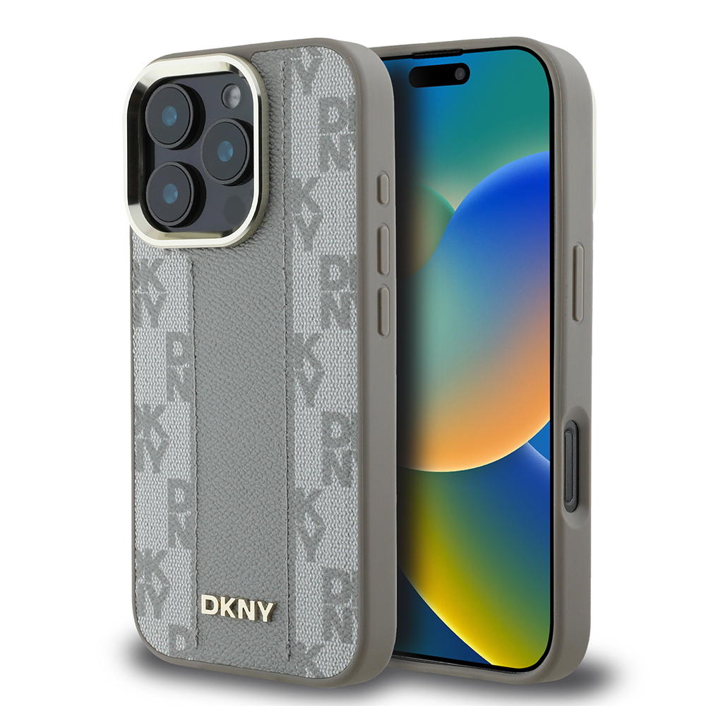 Apple iPhone 16 Pro Kılıf DKNY Orjinal Lisanslı Magsafe Şarj Özellikli 3D Yazılı Checkered Pattern Kapak - 1