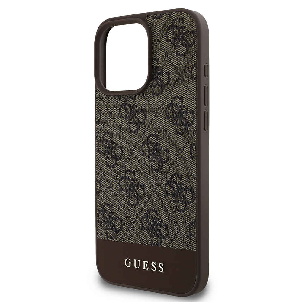Apple iPhone 16 Pro Kılıf Guess Orjinal Lisanslı PU Deri Şerit Logo Dizaynlı Kapak - 16