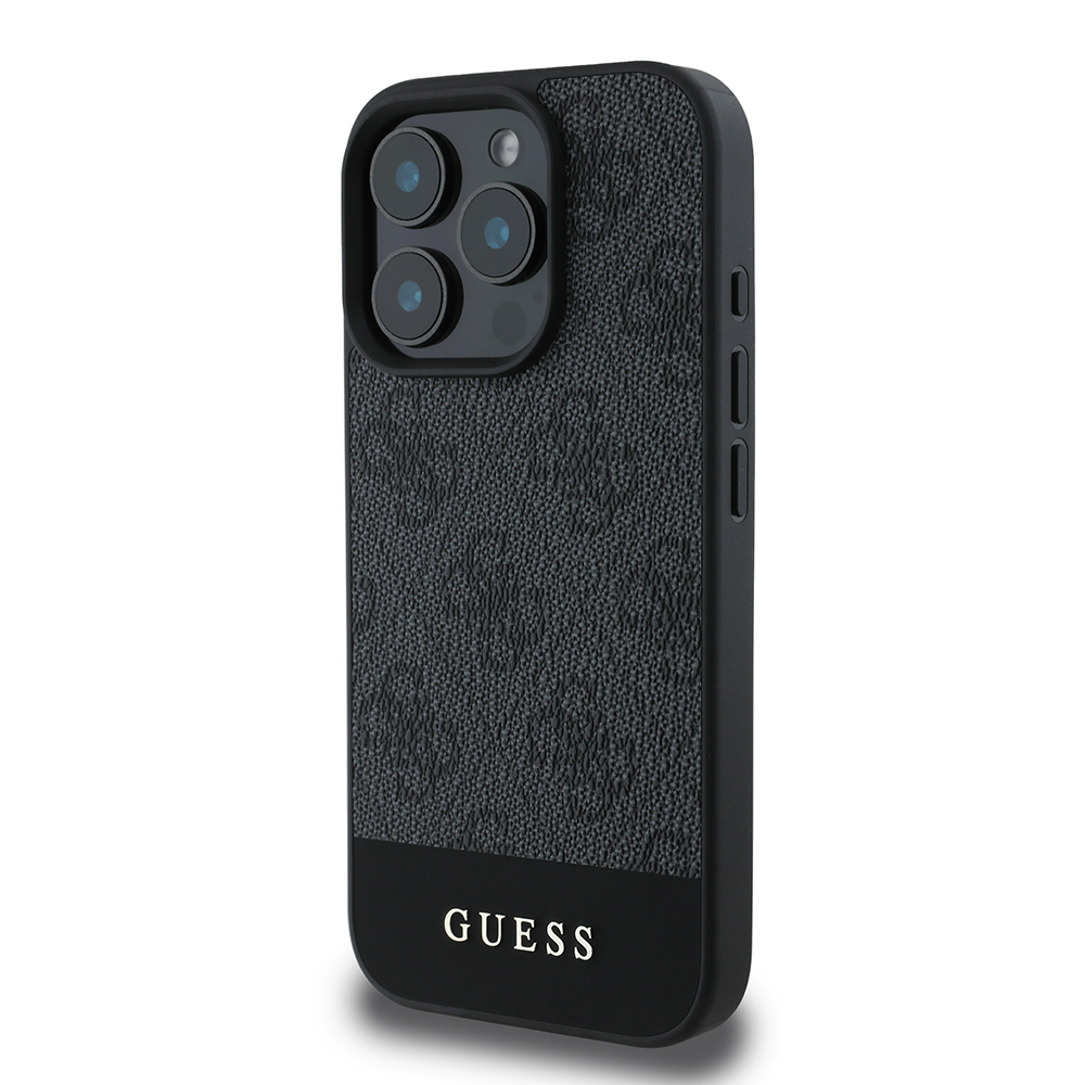 Apple iPhone 16 Pro Kılıf Guess Orjinal Lisanslı PU Deri Şerit Logo Dizaynlı Kapak - 19
