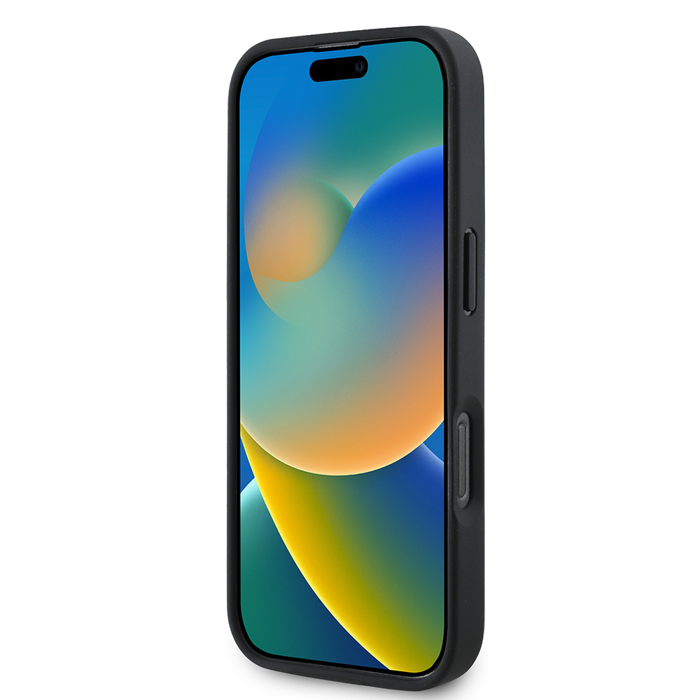 Apple iPhone 16 Pro Kılıf Guess Orjinal Lisanslı PU Deri Taşlı Üçgen Logo 4G Desenli Strass Kapak - 15