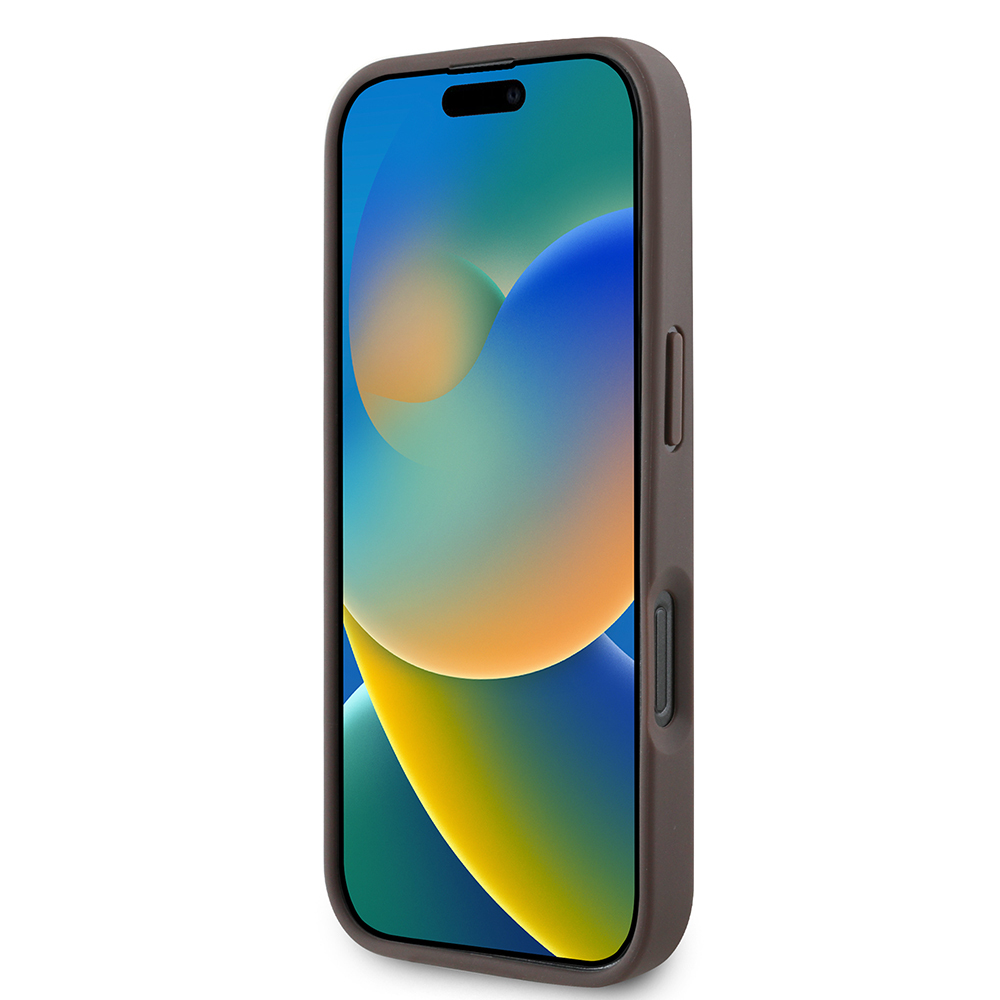 Apple iPhone 16 Pro Kılıf Guess Orjinal Lisanslı PU Deri Taşlı Üçgen Logo 4G Desenli Strass Kapak - 22