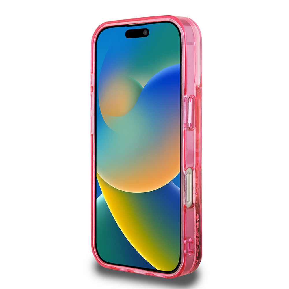 Apple iPhone 16 Pro Kılıf Guess Orjinal Lisanslı Transparan Sıvılı Simli Altın Çizgili Kapak - 14