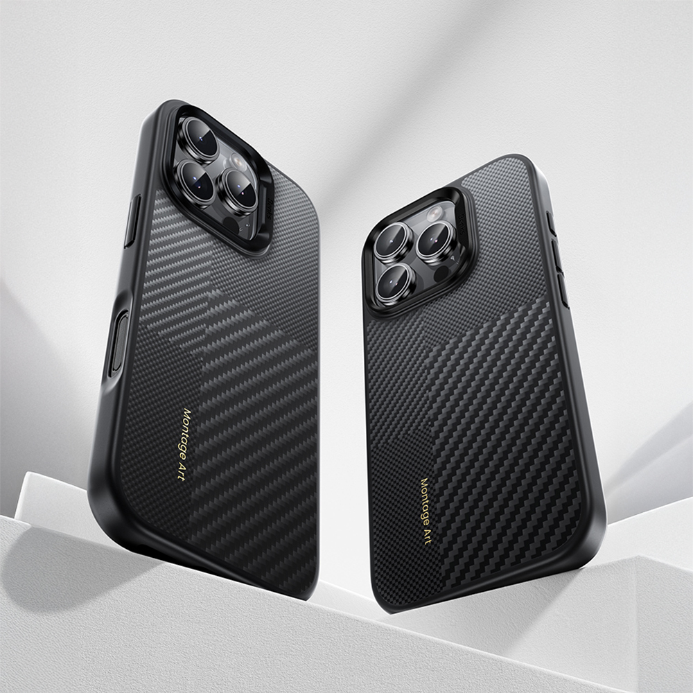 Apple iPhone 16 Pro Kılıf Karbon Fiber M-safe Şarj Özellikli Kamerra Kontrol Butonlu Benks Hybrid ArmorPro Montage Kevlar Kapak - 13