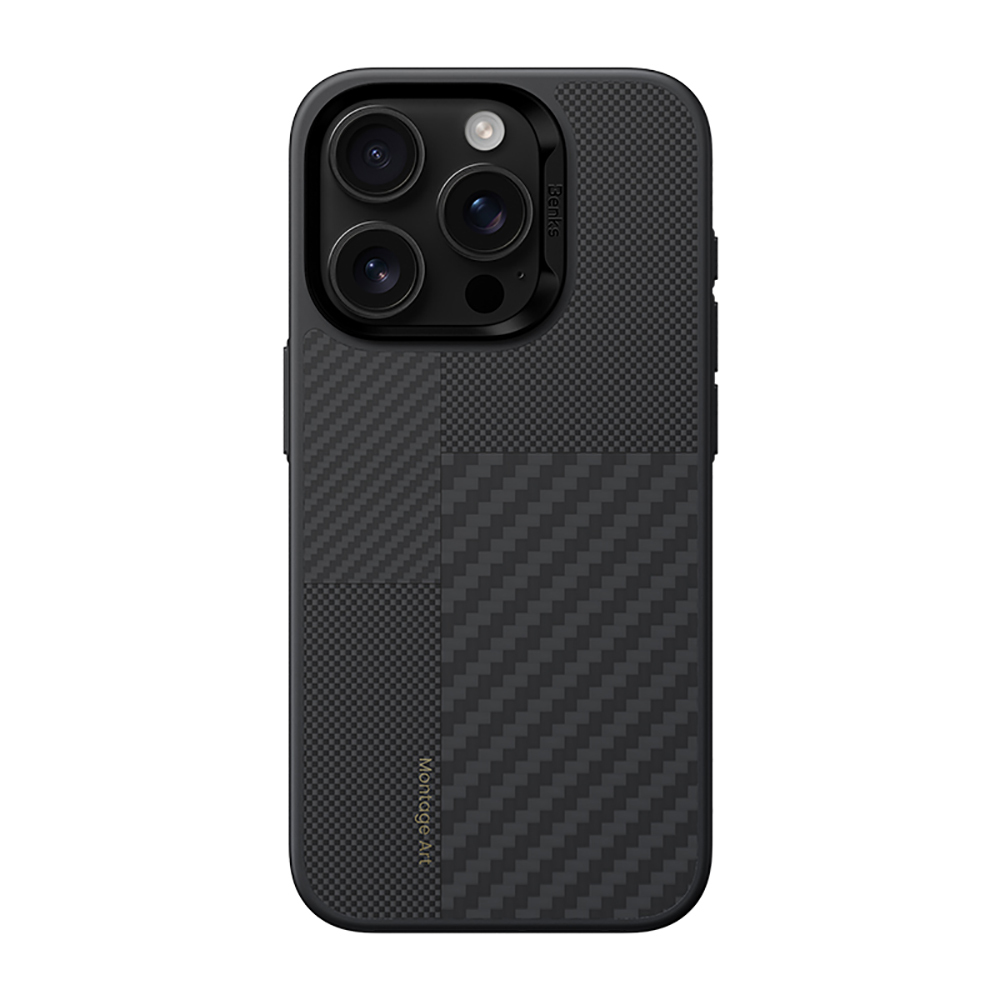 Apple iPhone 16 Pro Kılıf Karbon Fiber M-safe Şarj Özellikli Kamerra Kontrol Butonlu Benks Hybrid ArmorPro Montage Kevlar Kapak - 2