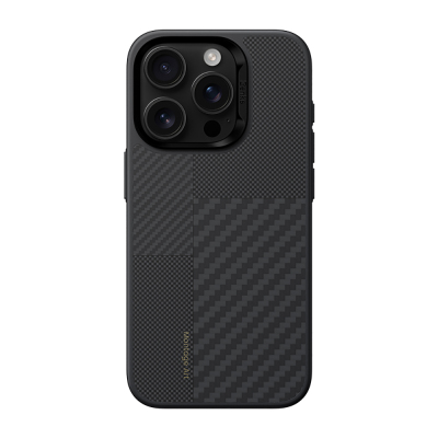 Apple iPhone 16 Pro Kılıf Karbon Fiber M-safe Şarj Özellikli Kamerra Kontrol Butonlu Benks Hybrid ArmorPro Montage Kevlar Kapak Siyah