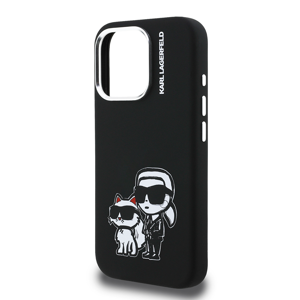 Apple iPhone 16 Pro Kılıf Karl Lagerfeld Orjinal Lisanslı Karl & Choupette Sketch Logo Sililkon Kapak - 7