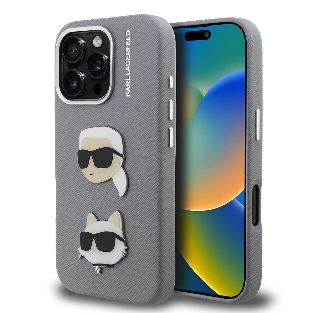 Apple iPhone 16 Pro Kılıf Karl Lagerfeld Orjinal Lisanslı K&C Heads Pin Kapak - 1