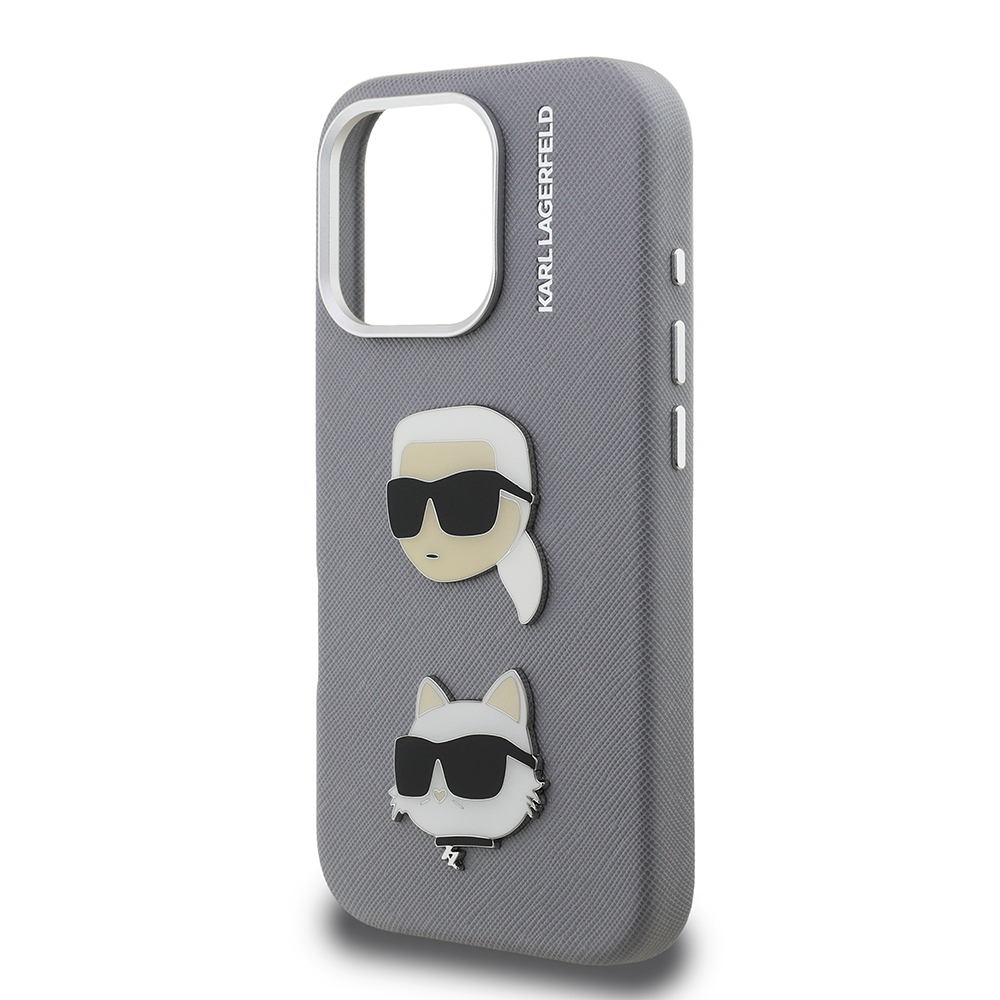 Apple iPhone 16 Pro Kılıf Karl Lagerfeld Orjinal Lisanslı K&C Heads Pin Kapak - 8